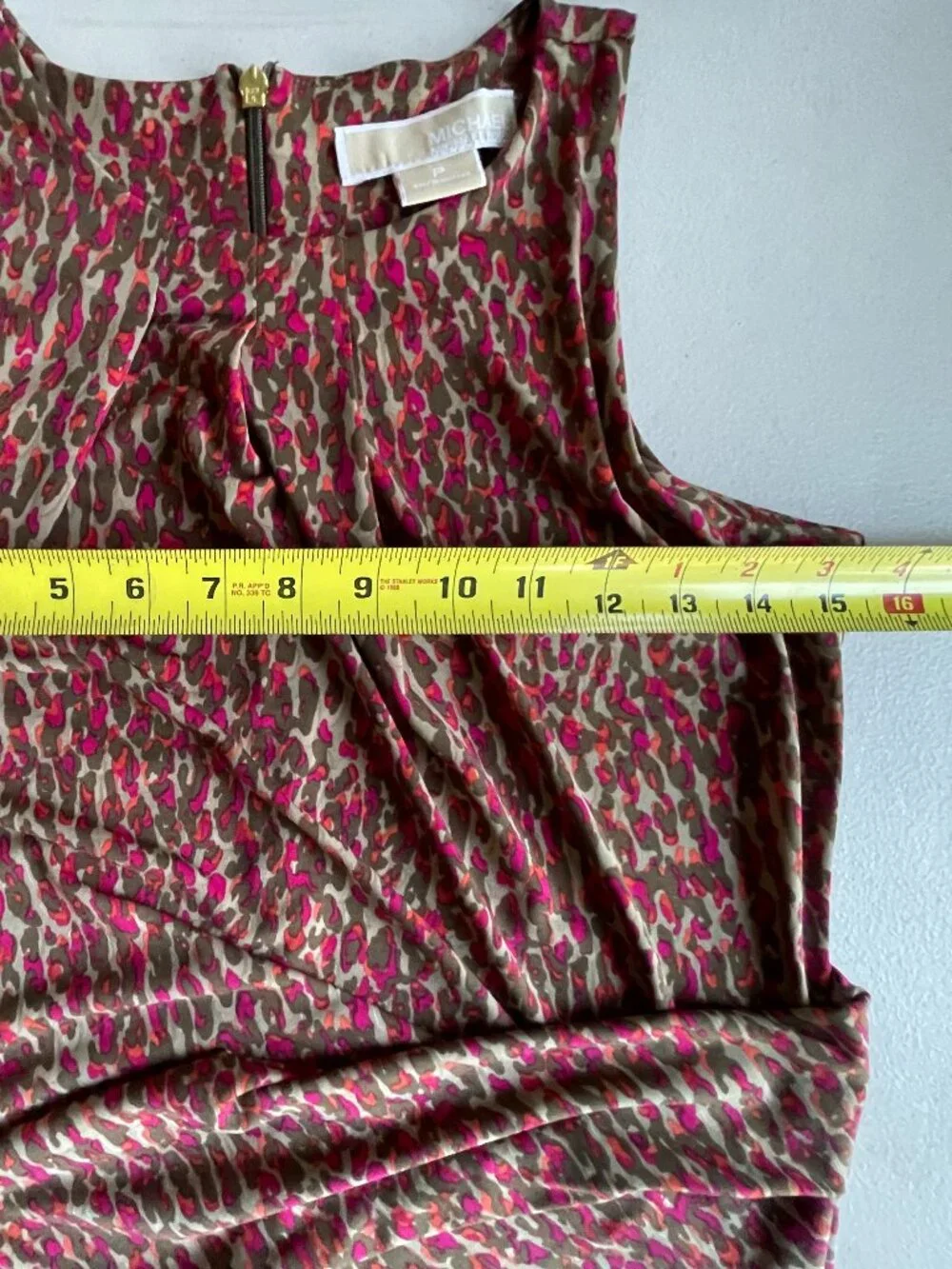 💖 MICHAEL KORS Pink Leopard Matte Jersey Dress • Petite • Fuchsia Animal Print